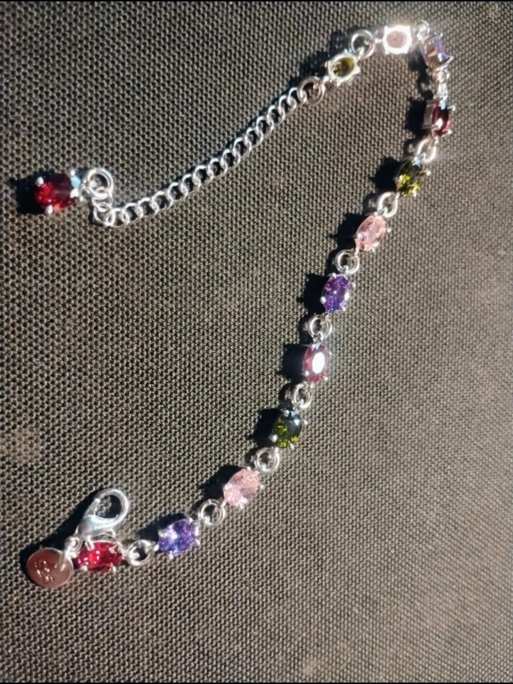 Sterling Silver Multicolor Gemstone Bracelet - Pink, Purple, Red, Green